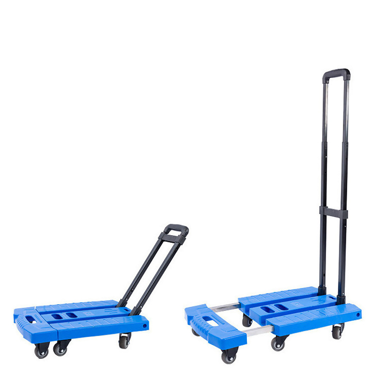 Folding hand truck and dolly 6 wheels 200kg load foldable luggage cart trolley