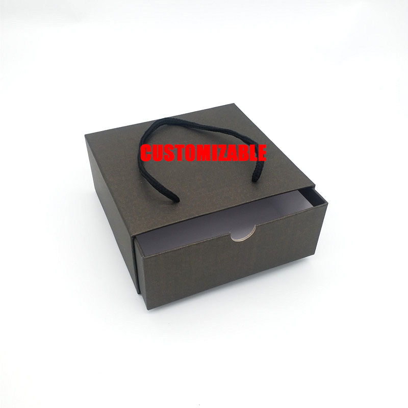 Custom Printing Hard Rigid Cardboard Luxury Sliding Box With Ribbon Rope Satin Insert Gift Sleeve Drawer Box Hair Wigs Packaging