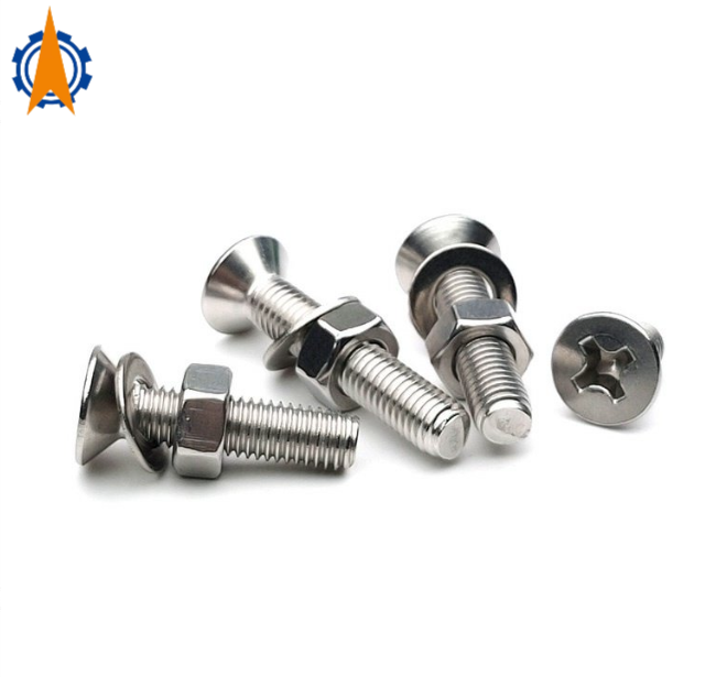 Din 965 Stainless Steel A2  A4 Phillips Flat Head Countersunk Machine Screws With Spring And Plain Washer 18-8