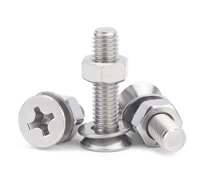 Din 965 Stainless Steel A2  A4 Phillips Flat Head Countersunk Machine Screws With Spring And Plain Washer 18-8