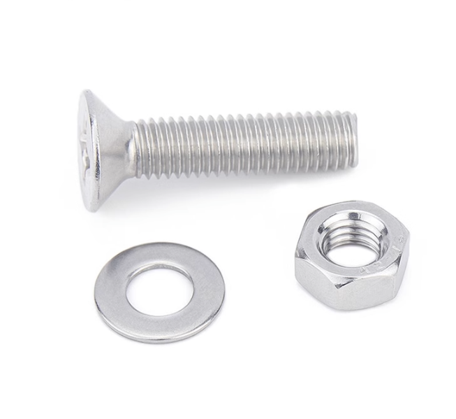 Din 965 Stainless Steel A2  A4 Phillips Flat Head Countersunk Machine Screws With Spring And Plain Washer 18-8