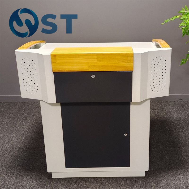 Digital podium with rack cabinet multimedia lectern rostrum pulpit teacher's desk for high school smart classroom