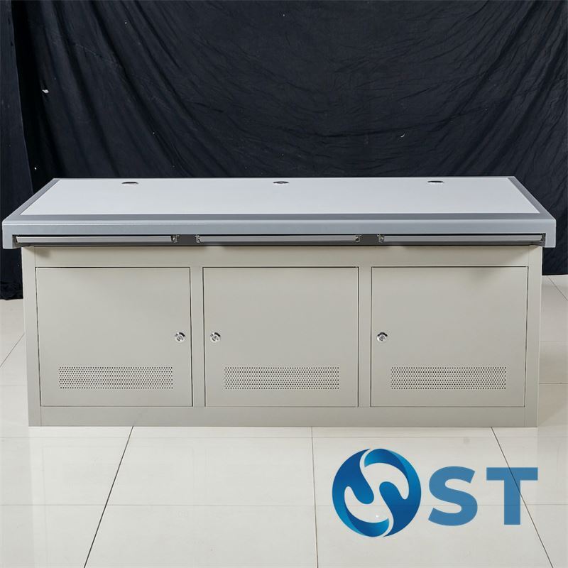 Stainless Steel Frame Fireproof Wooden Desktop Security Monitoring Center Console Desk Command Center Office Furniture Table