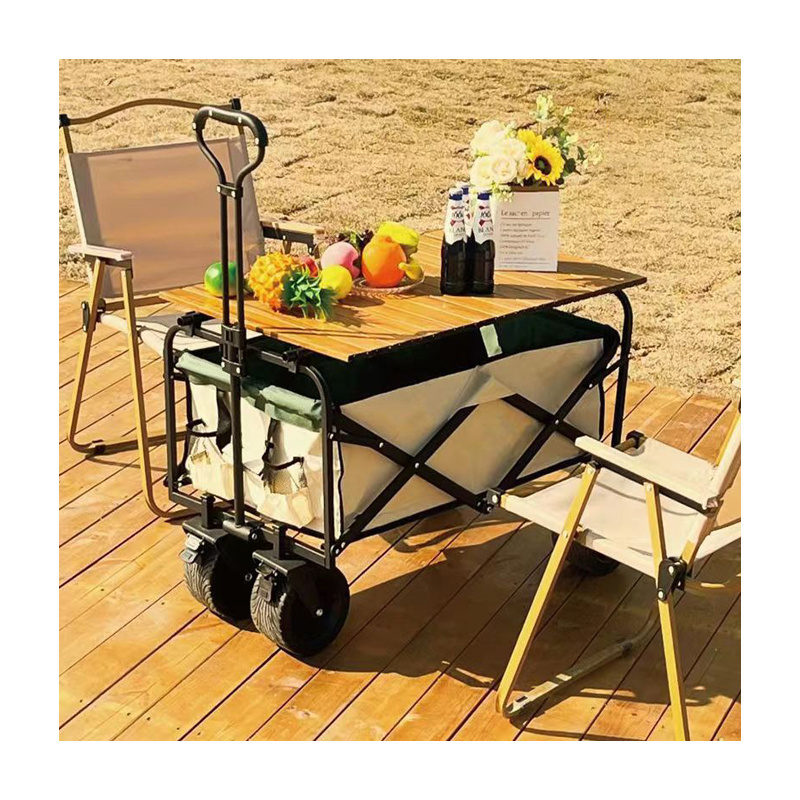 New Folding Cart Portable Foldable Large Capacity Multifunction Cart Outdoor Camping Table Light Wagon BBQ Trolley