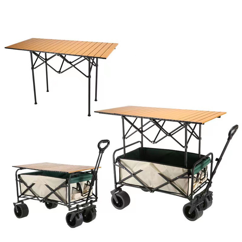 New Folding Cart Portable Foldable Large Capacity Multifunction Cart Outdoor Camping Table Light Wagon BBQ Trolley