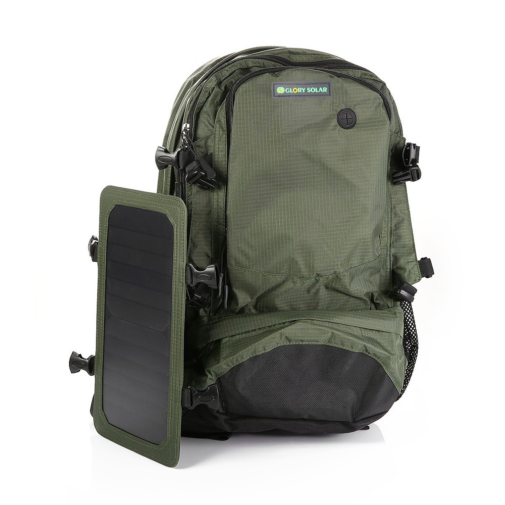 6.5W solar travel hiking bagpack removable solar panel power backpacks