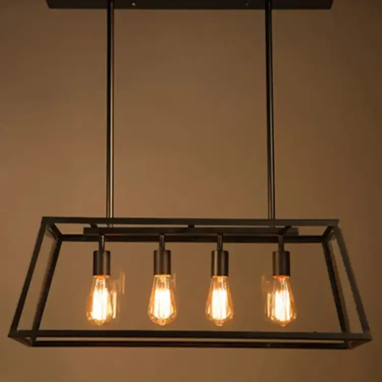 Pendant Lighting Glass Shade Chandelier Iron Rectangle Pendant Lamp Kitchen Island Black 60 Restaurant 20 Contemporary 45 50000