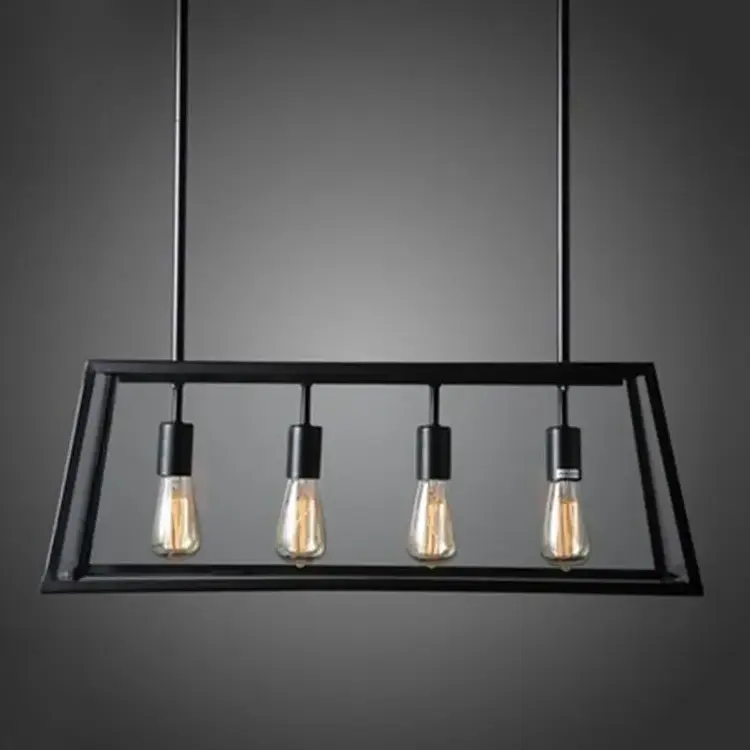 Pendant Lighting Glass Shade Chandelier Iron Rectangle Pendant Lamp Kitchen Island Black 60 Restaurant 20 Contemporary 45 50000