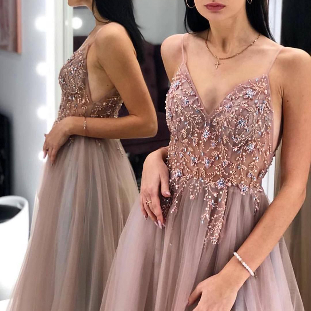 Professional Casual Embroidered Banquet Shiny Sequins Long Formal Party Bridesmaid Elegant Wedding Evening Dress for Women