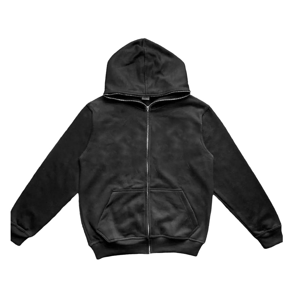 Sublimation Streetwear Oversized Polyester Full Face Zip Up Unisex Puff Printing Hoodies