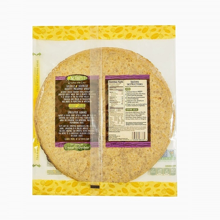 Laminated plastic material printed tortilla packaging with zipper lock clear window