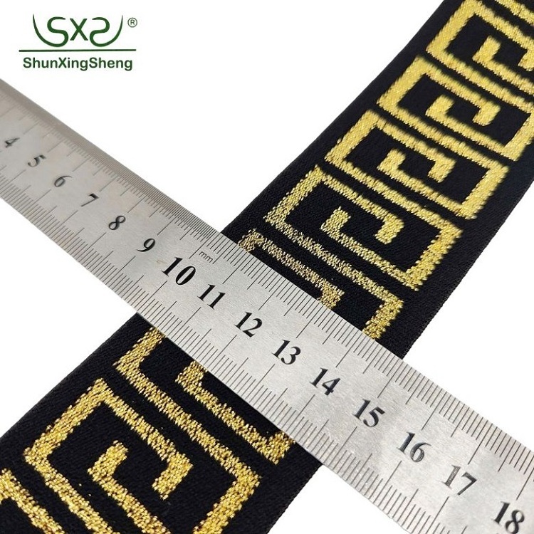 Custom Webbing Jacquard Band Elastic Nylon Waistband Belt Elastic Polyester Glitter Designer Elastic Band