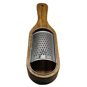 Vintage Wooden Grater Custom Logo Acacia Wood Cheese Graters Vegetable Grater With Container