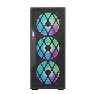 Mesh Metal Front Panel Tempered Glass Side Full Tower ATX Computer Case with RGB Fans