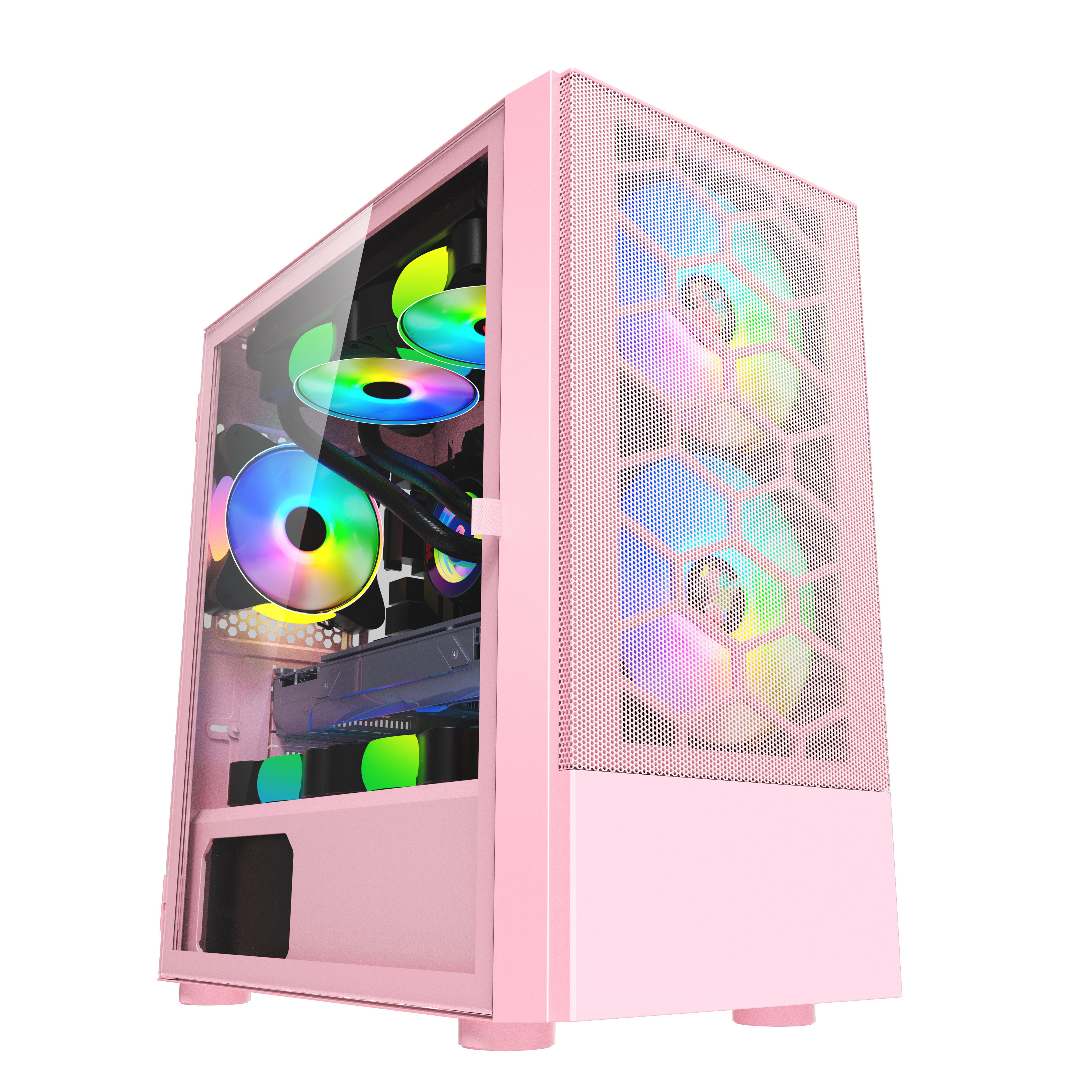 anime custom diy acrylic panel with lcd fan pink computer tower desktop pc gamer RGB gaming computer Case