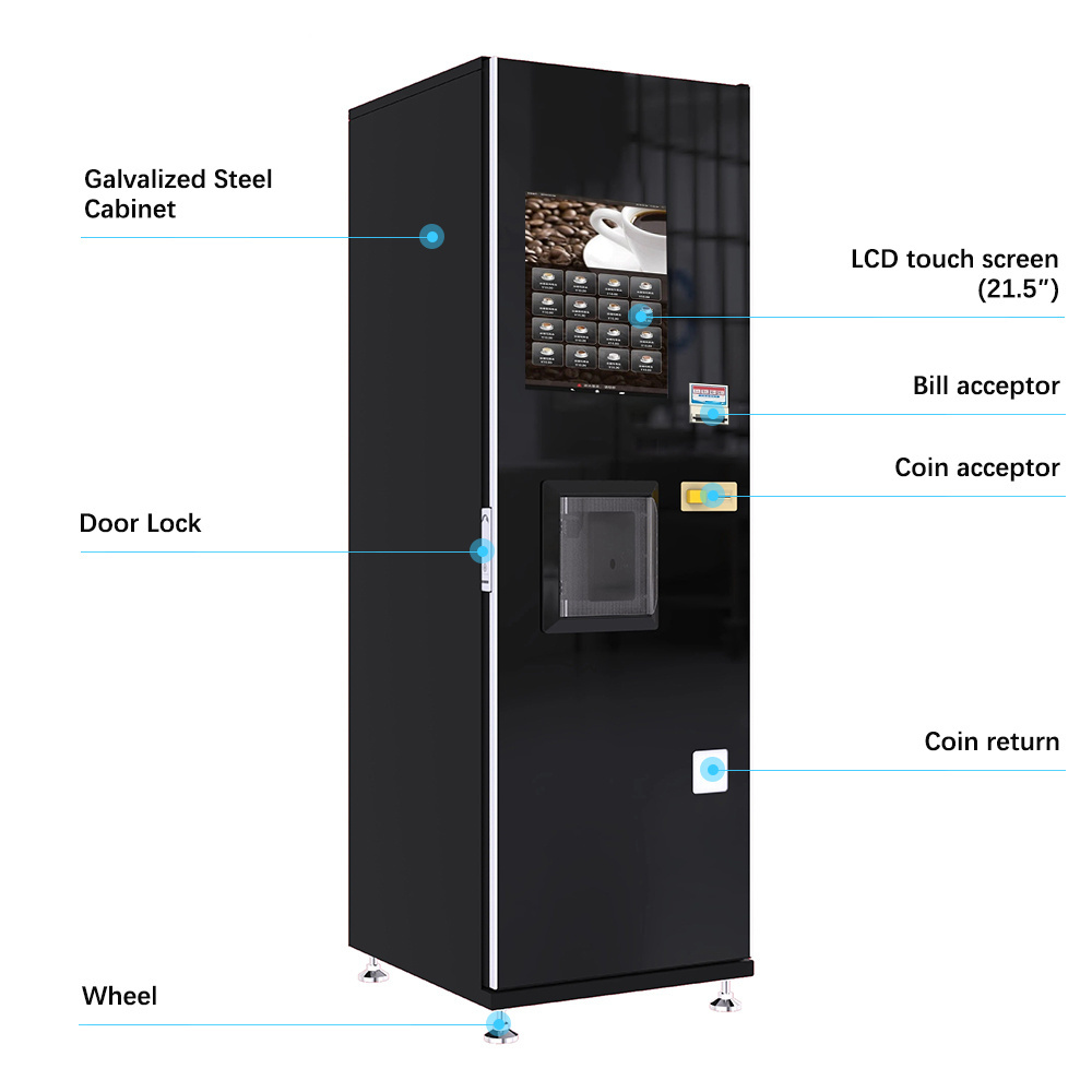 New Design Automatic Touch Svreen Self-Service Smart Capacity Espresso Vending Coffee Maker Machines for Commercial Use