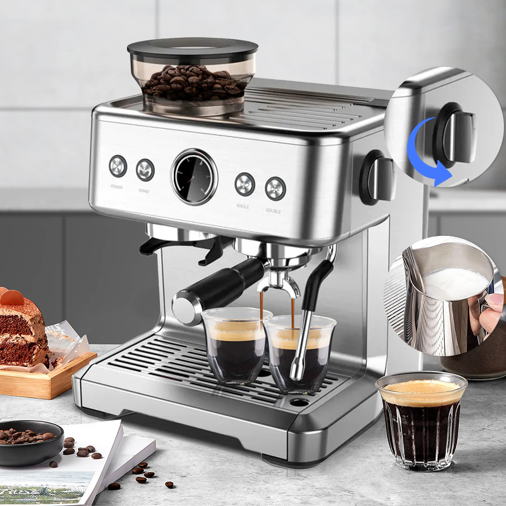 OEM Commercial 20 Bar Pump Electric Manual Semi-Automatic Espresso Coffee Maker Profesional Coffee Machine With Milk Frother