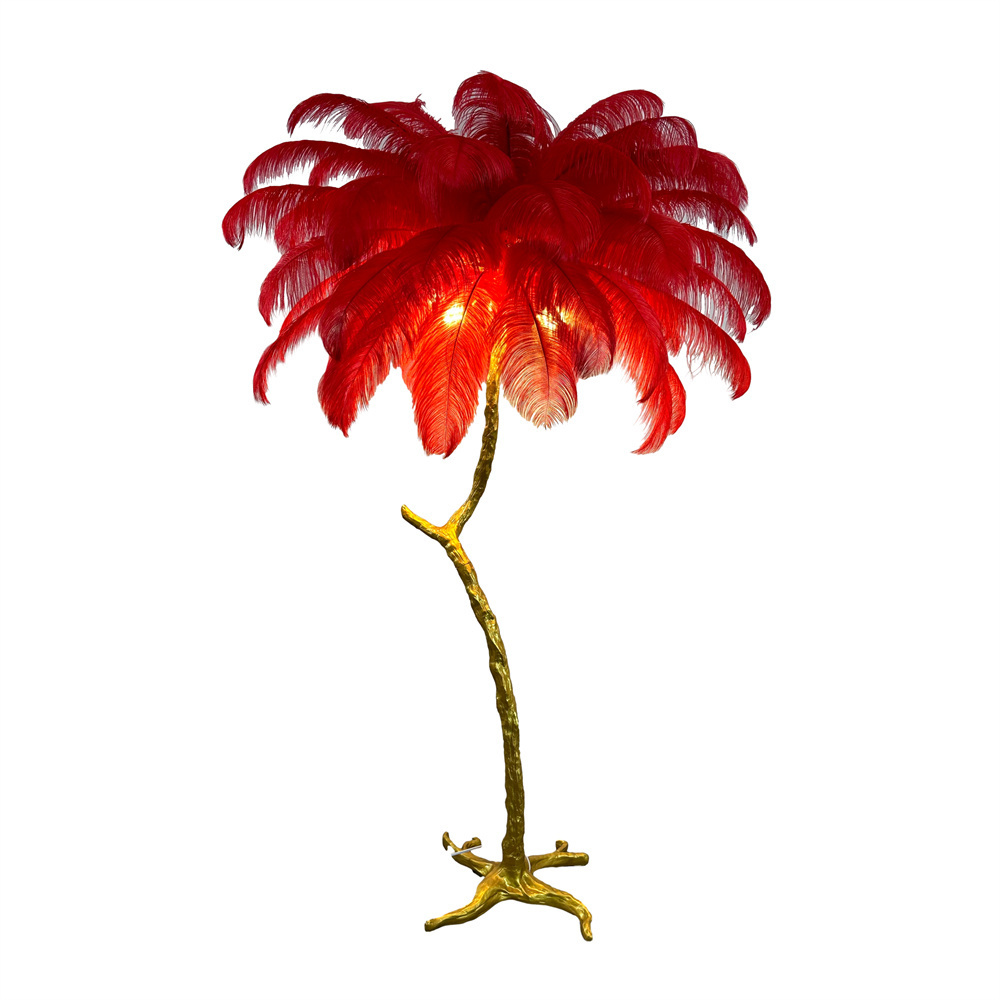 Hot Sale Resin Corner Standing Light Modern Nordic Luxury Feather Floor Lamp