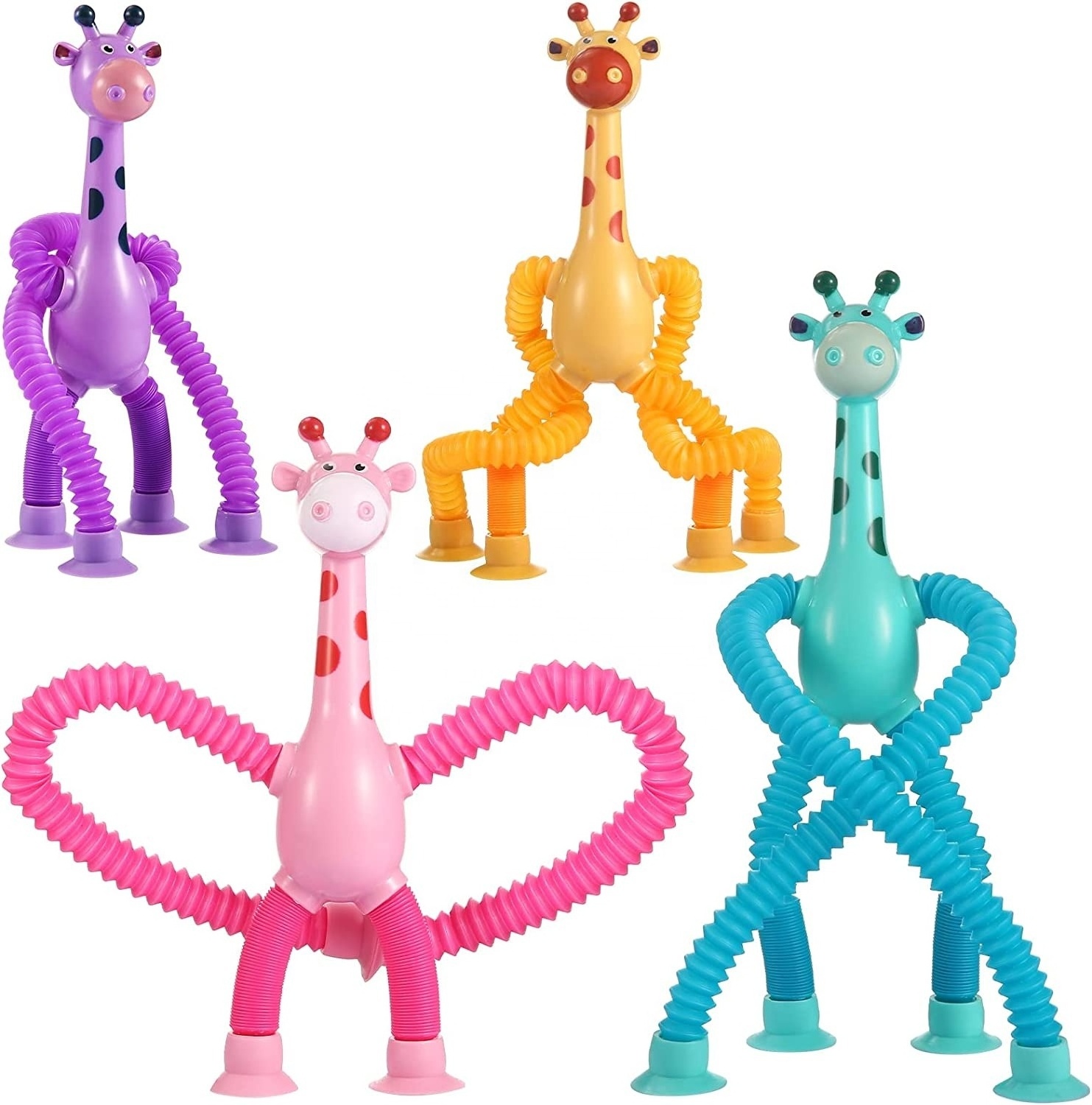 Hot Selling Telescopic Sucker Cup Tube Toy Adult Children Decompression Robot Giraffe Funny Educational Interactive Toy