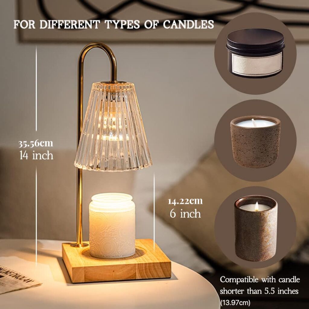 Candle Warmer Lamp,Electric Candle Lamp Warmer,Bedroom Home Decor Dimmable Wax Melting Warmer for Scented Wax,with 2 Bulbs