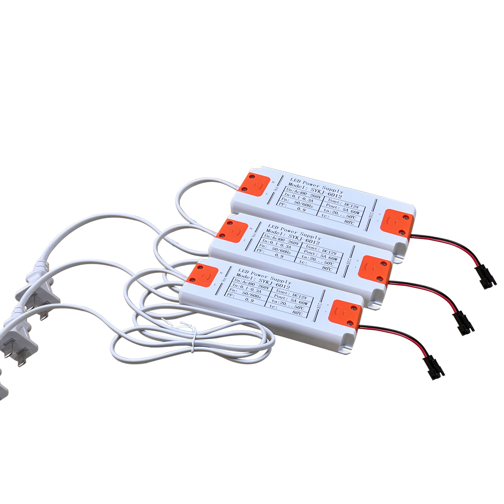 Factory custom wholesale Ultrathin Ac110-260V 12v/5A 60W LED Driver Connect  Fog Film Lighting Driver Switching Power Supply