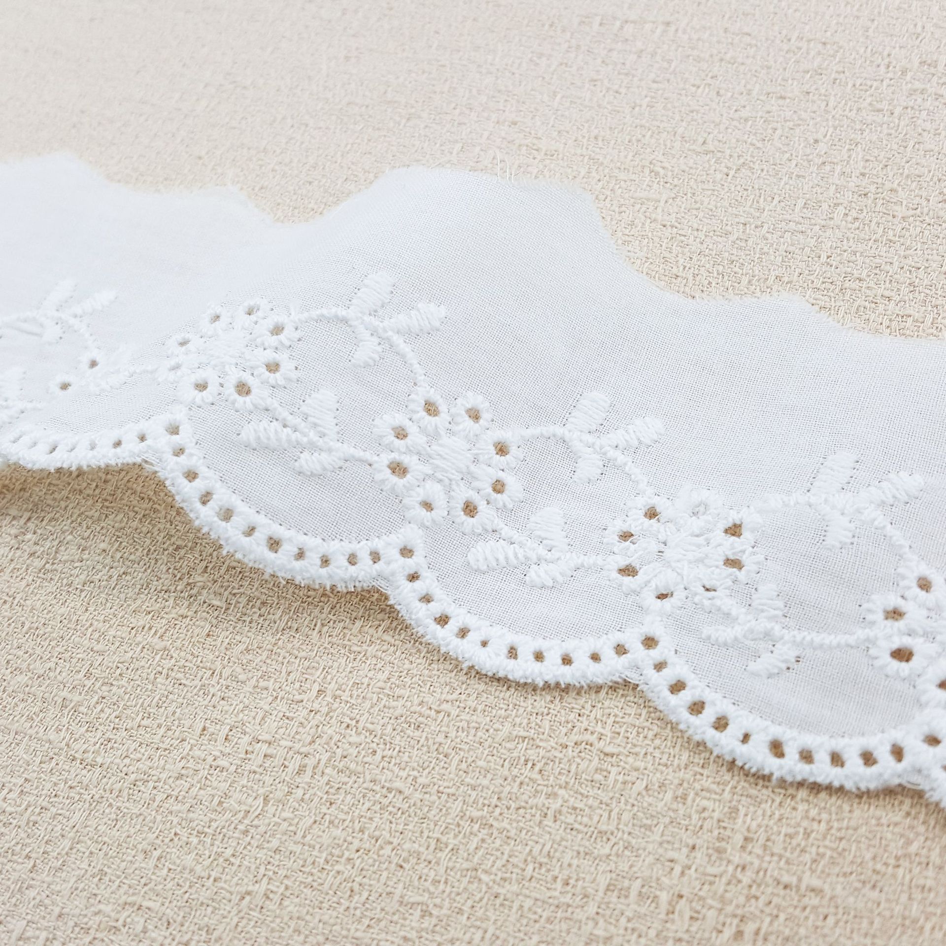 High Quality Embroidery Lace Fabric White Eyelet Cotton Lace Fabric Trim 5 Yards Free Shipping