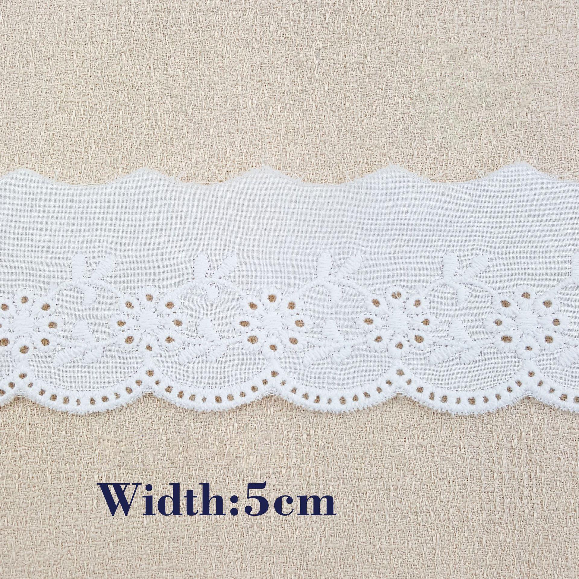 High Quality Embroidery Lace Fabric White Eyelet Cotton Lace Fabric Trim 5 Yards Free Shipping