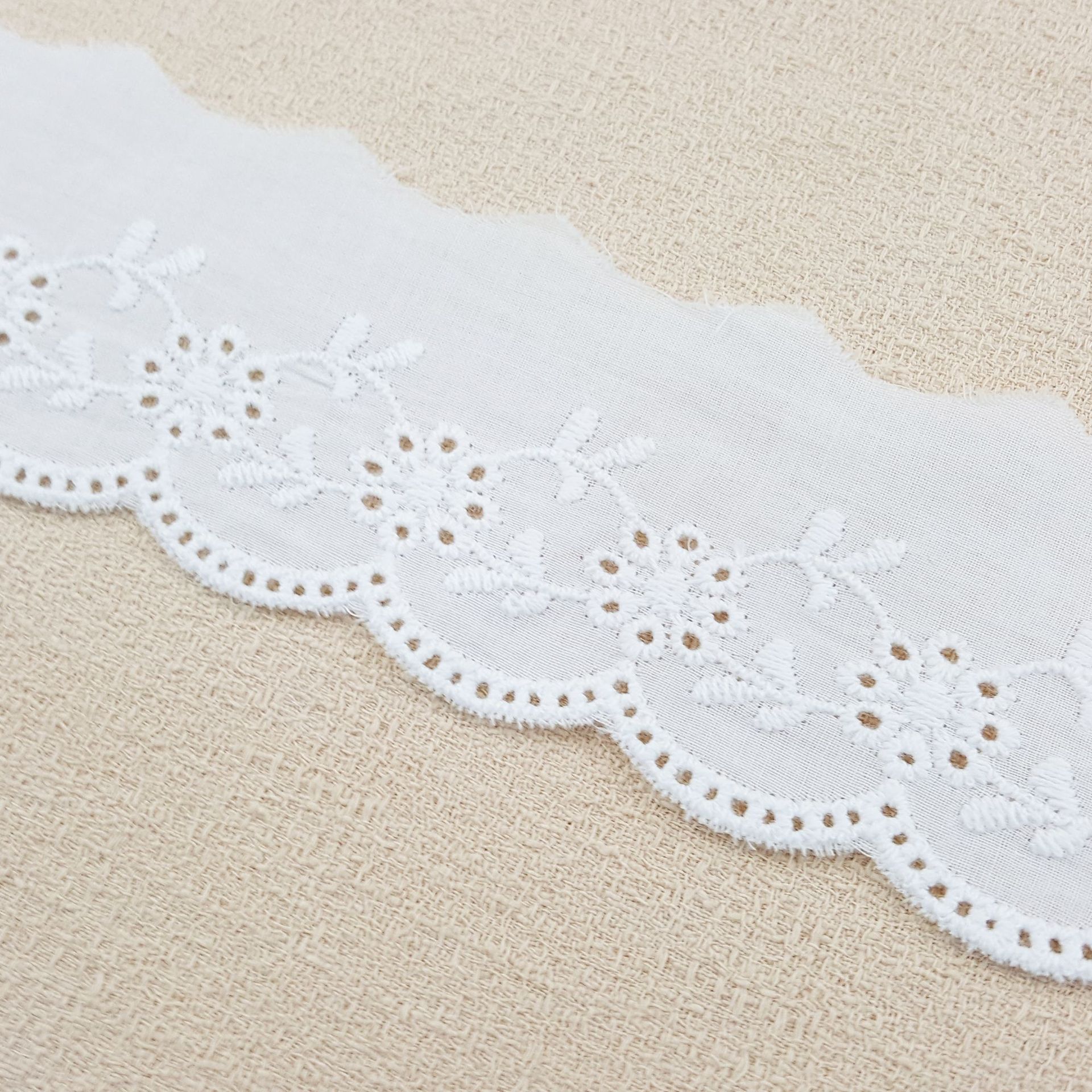 High Quality Embroidery Lace Fabric White Eyelet Cotton Lace Fabric Trim 5 Yards Free Shipping