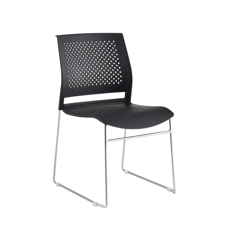 Public Seating Mobile Chair Mesh Back Arm Nesting Chair Seat Folded Up Guest Reception Meeting Chair