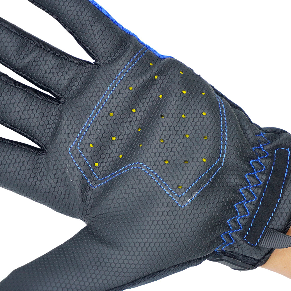 Women's summer sun protection Blue leather Lightweight Breathable Horse Riding gloves Sport