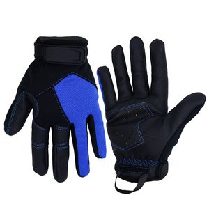 Women's summer sun protection Blue leather Lightweight Breathable Horse Riding gloves Sport