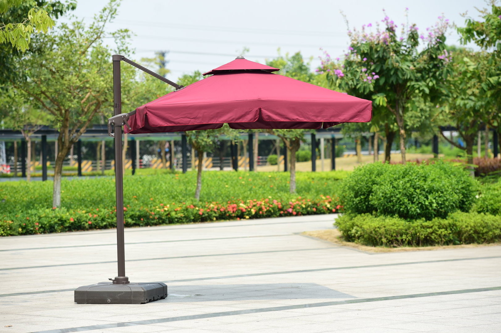 Outdoor Hanging Banana Umbrella Waterproof Cantilever Garden Beach Patio Sun Canvas Parasol Iron Restaurant Umbrella