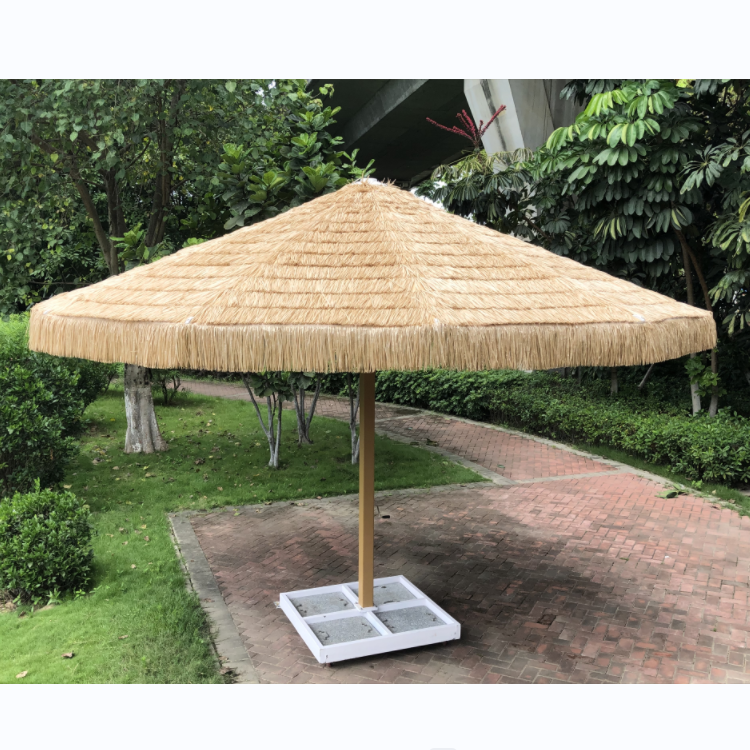 2023 new design UV Protection 6m large Electric Outdoor Swimming Pool Straw Umbrellas Thatch Umbrella Hotel Restaurant Umbrella