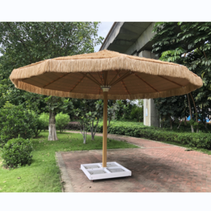 2023 new design UV Protection 6m large Electric Outdoor Swimming Pool Straw Umbrellas Thatch Umbrella Hotel Restaurant Umbrella