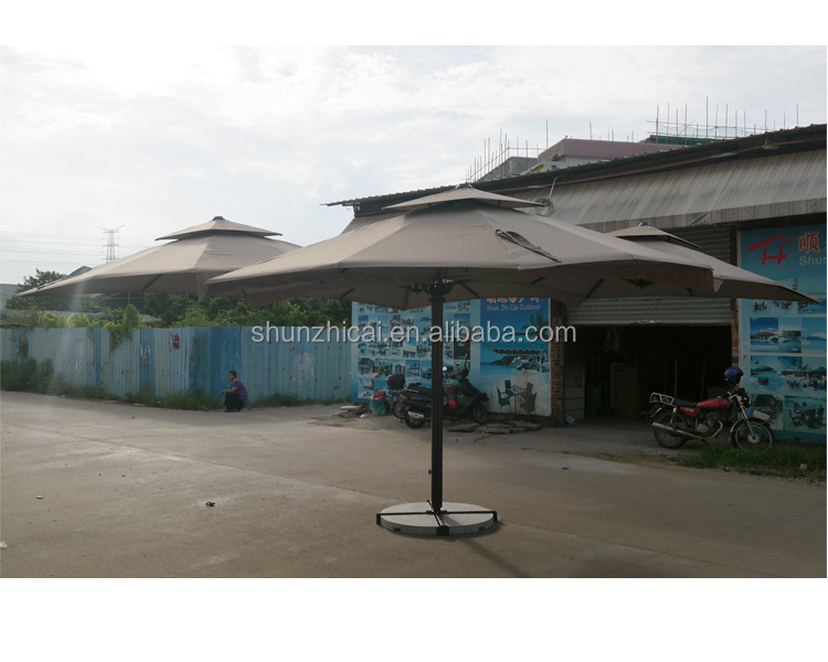 Quadplex aluminium large parasol, waterproof outdoor restaurant umbrella, roman leisure umbrella