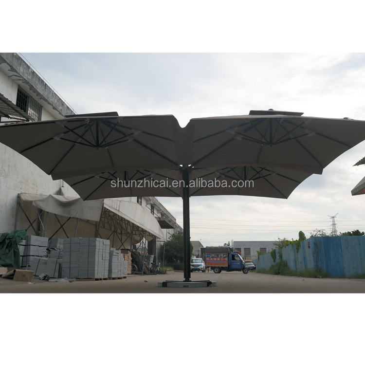 Quadplex aluminium large parasol, waterproof outdoor restaurant umbrella, roman leisure umbrella