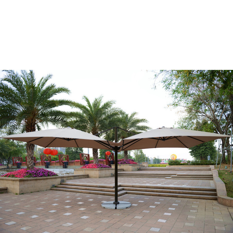 Aluminum large sunshade outdoor double canopy patio umbrella