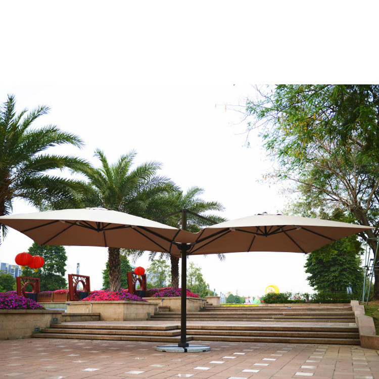 Aluminum large sunshade outdoor double canopy patio umbrella