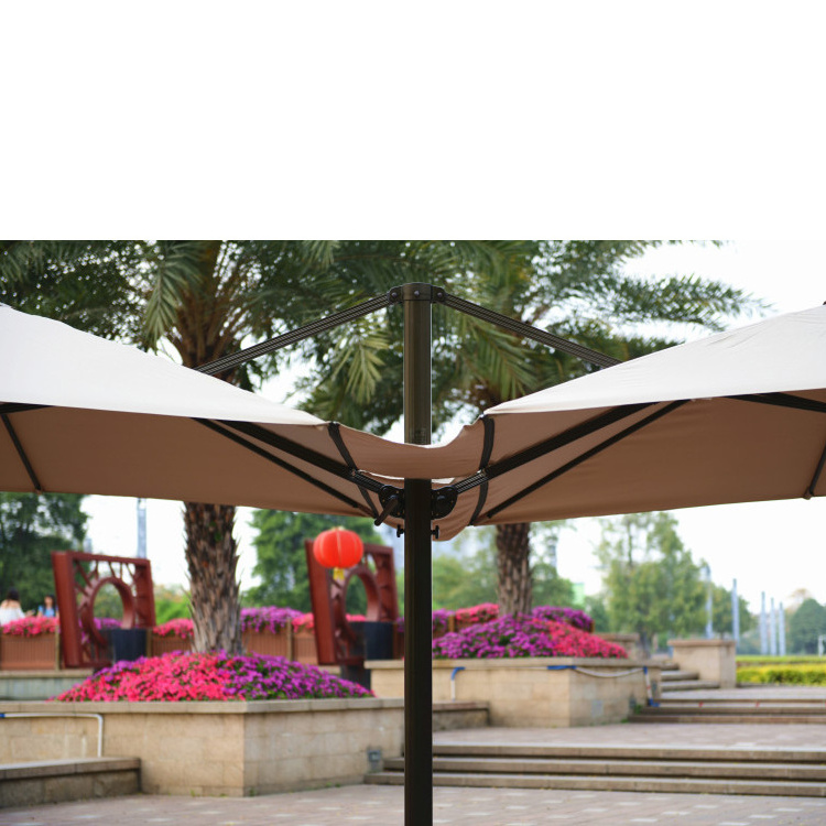 Aluminum large sunshade outdoor double canopy patio umbrella