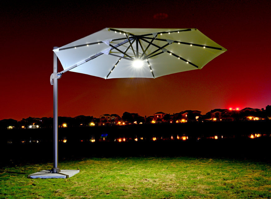 2019 China hot-sale customized logo patio beach umbrella solar panel