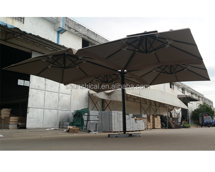 Quadplex aluminium large parasol, waterproof outdoor restaurant umbrella, roman leisure umbrella