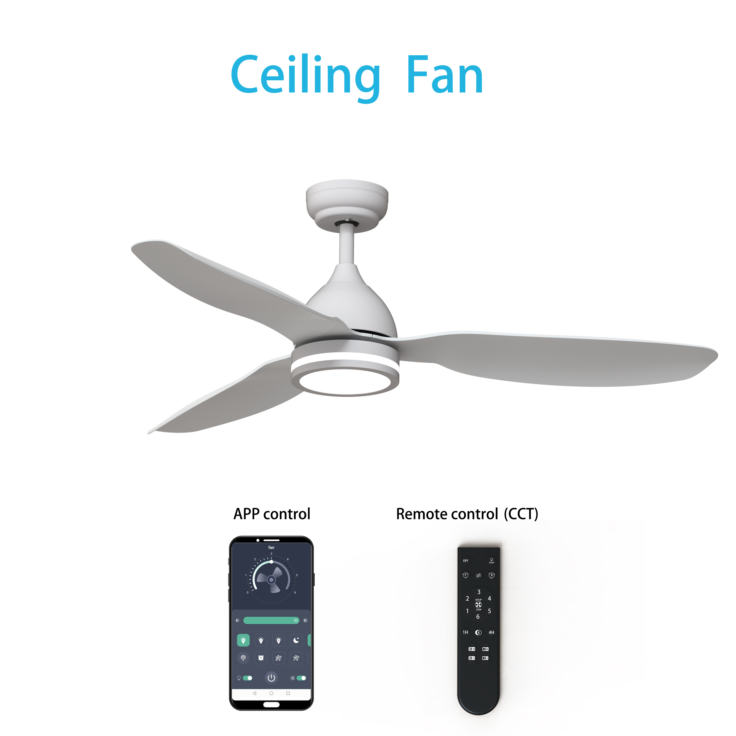 Luxury ceiling fans Factory Hot Selling 52inch ABS bldc led ceiling indoor fans with remote control with light