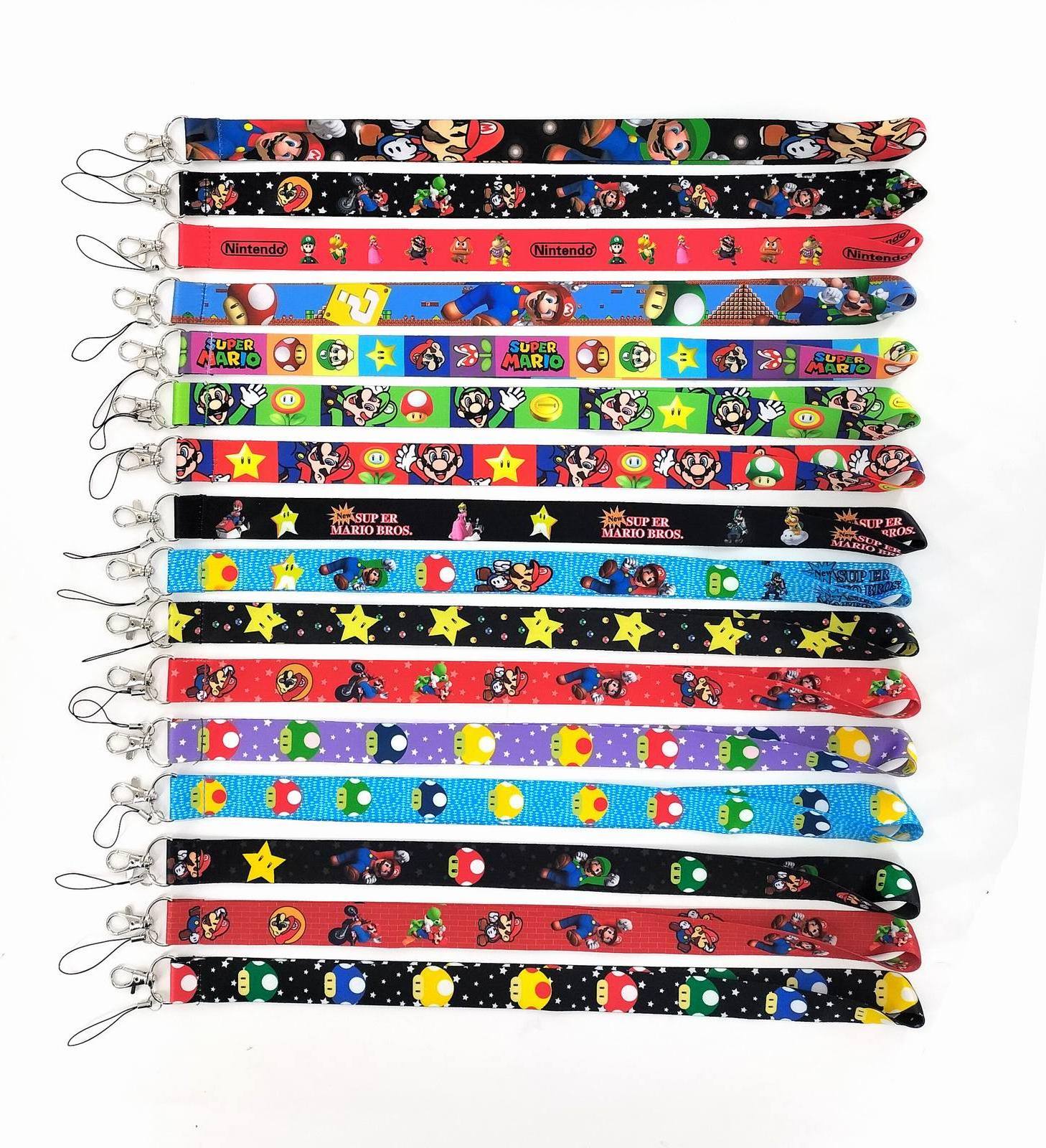 Factory sale ! Popular Classical Cartoon Super Mario neck Lanyards Anime Fans Phone Long Rope Neck Strap Custom Lanyard