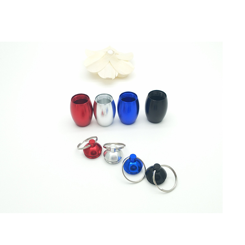 Oval Medicine Bottle Sealed Keyring Cabin Medicine Can Egg Shaped Key Chain Waterproof Hanger Ear Plug Storage Box Key Holders