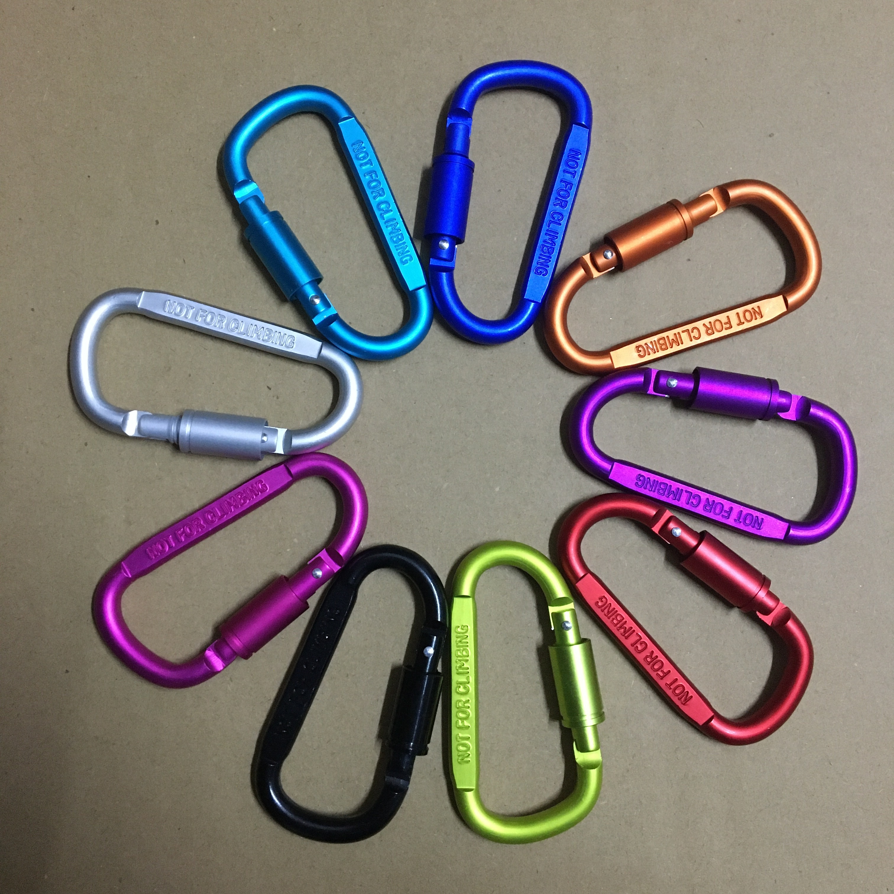 2021 latest design matte color 8cm 3 inch flat D shape aluminum alloy carabiner with screw lock