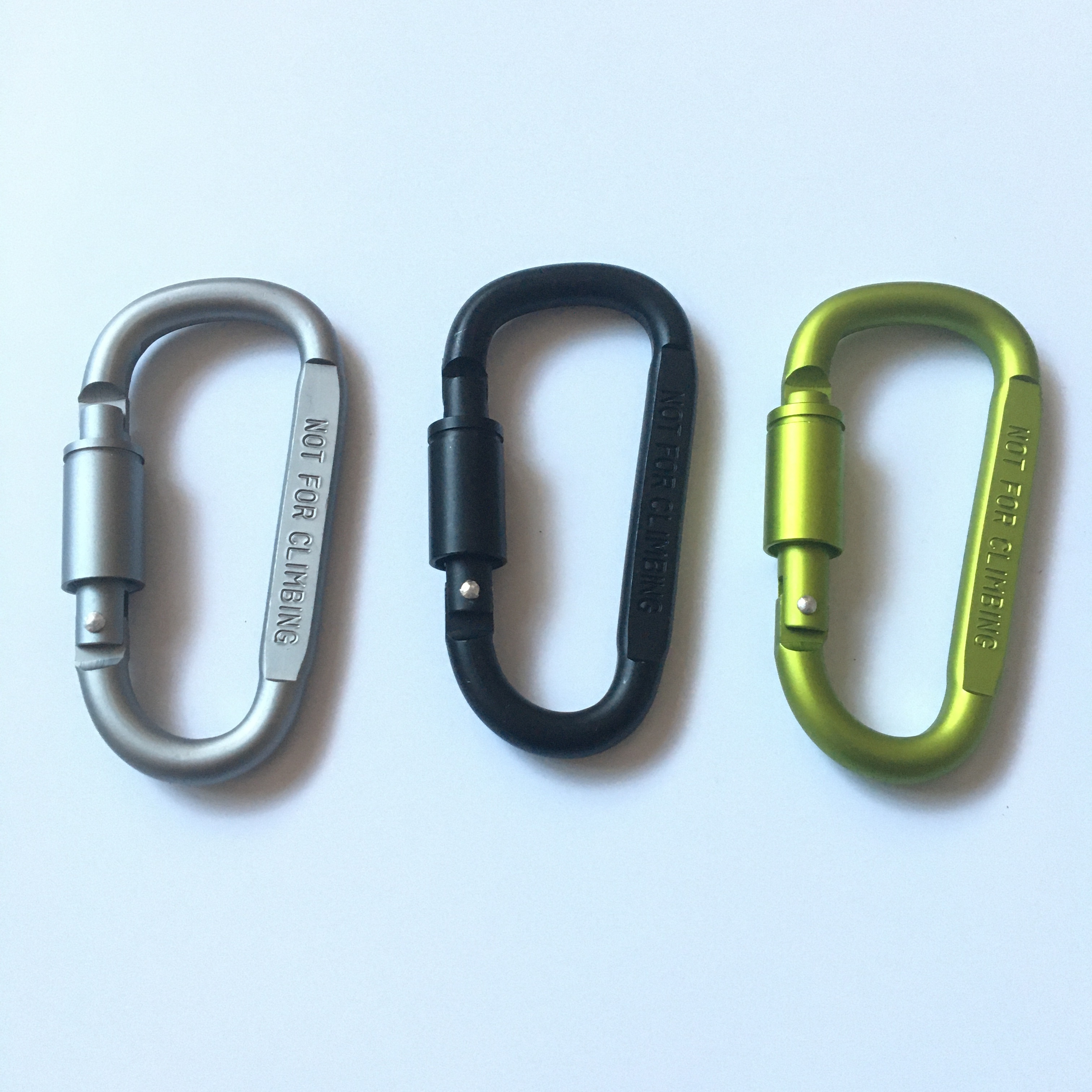 2021 latest design matte color 8cm 3 inch flat D shape aluminum alloy carabiner with screw lock