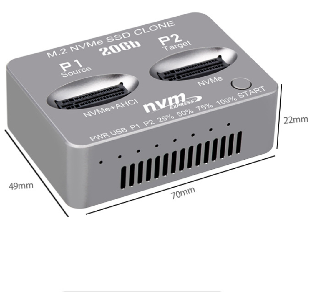 M.2 NVMe AHCI SSD Docking Station,USB3.2 20Gbps double SSD Clone Docking Station Plug and play