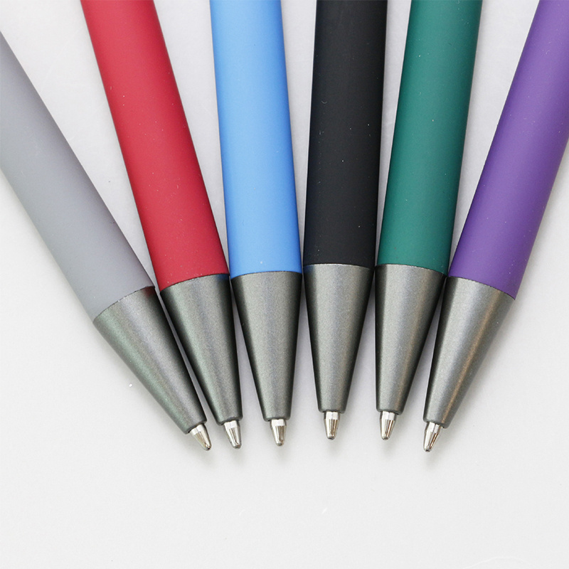 Promotional metal stylus ballpoint pen aluminum pen commercial logo custom rubber stylus