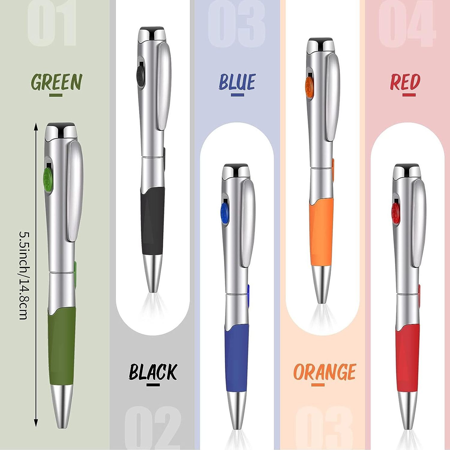 Writing Signature Stationery Black Ink Pens with Flashlight Ball Point Pens Twist Pens for Girls Boys Students