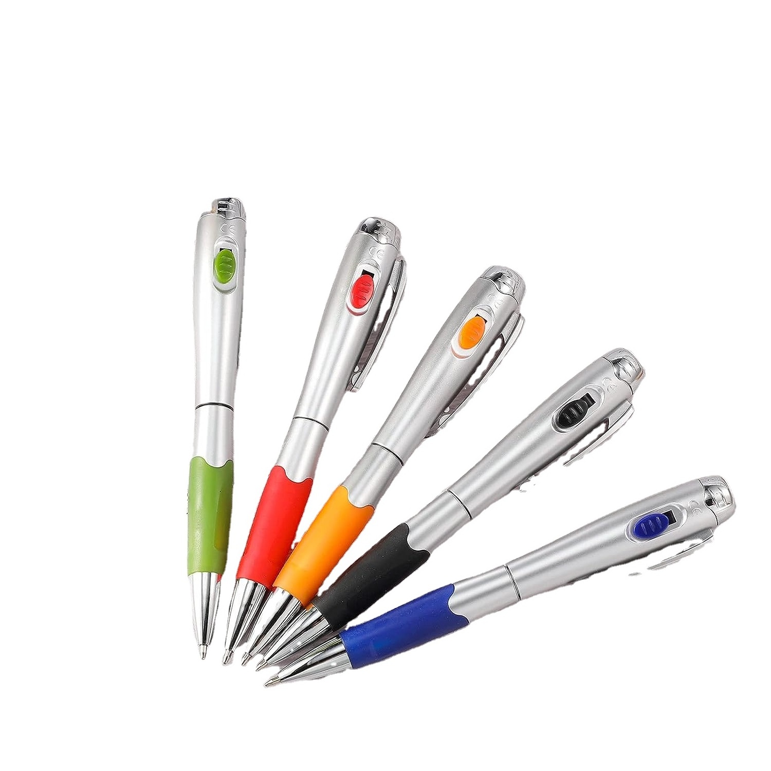 Writing Signature Stationery Black Ink Pens with Flashlight Ball Point Pens Twist Pens for Girls Boys Students